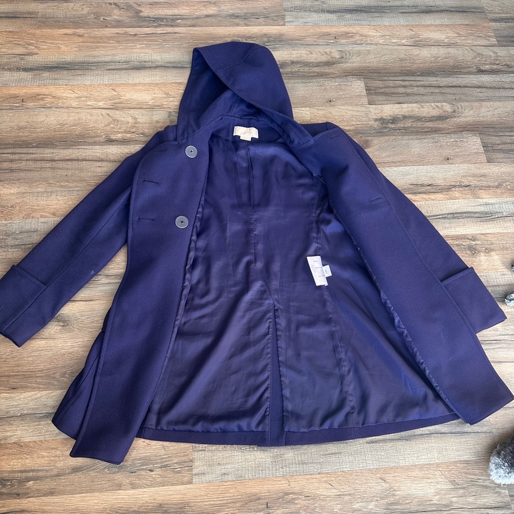 Michael Kors Women’s Size 6 Double-Breasted Plum Pea Coat w/Hood - Picture 9 of 9